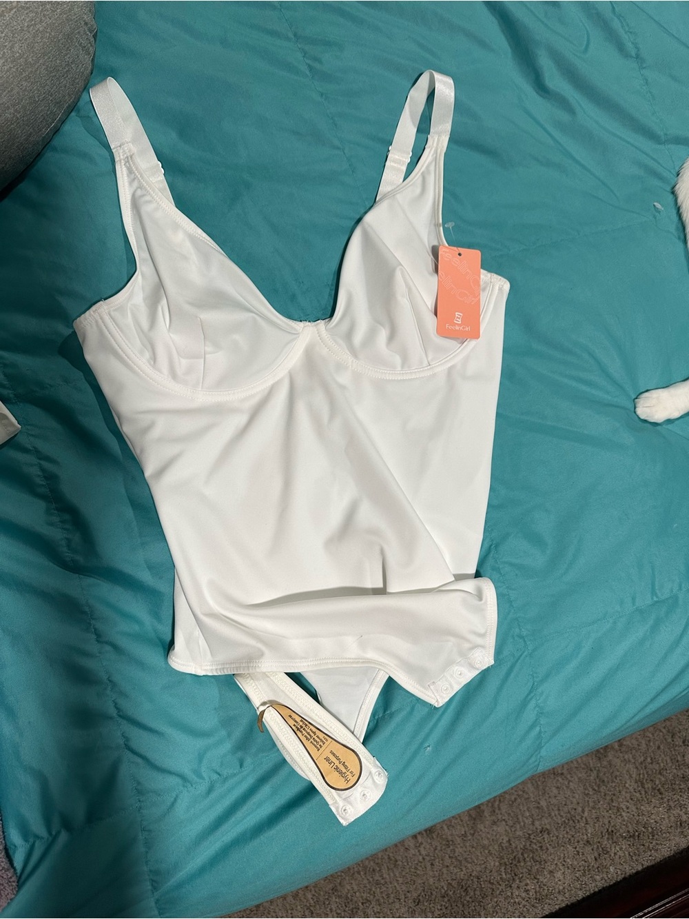 White Women's Bodysuit Shapewear Tank with Underwire